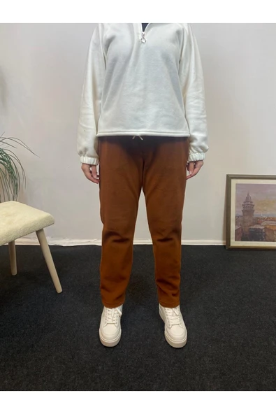 Kadın Rahat Kalıp Beli Lastikli Cepli Polar Eşofman Altı SPR24EAK71 - Resim 9