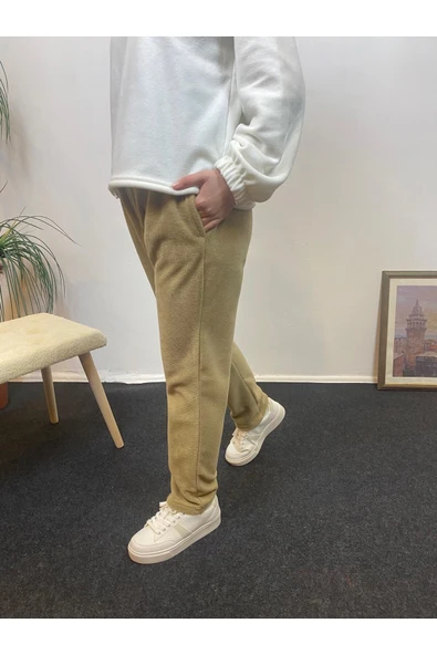 Kadın Rahat Kalıp Beli Lastikli Cepli Polar Eşofman Altı SPR24EAK71 - Resim 7