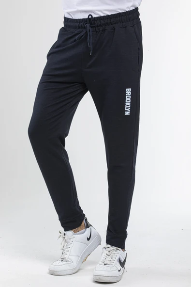 Erkek Regular/Normal Kesim Lastik Belli Brooklyn Şehir İnce Baskılı Eşofman Altı 24EA203 - Resim 8