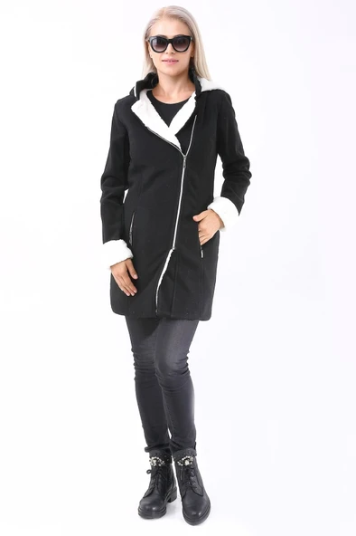 Kışlık Günlük Kaşe Kadın Kaban ürün görseli 1