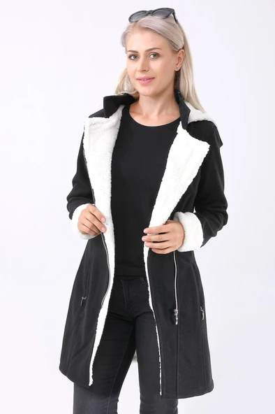 Kışlık Günlük Kaşe Kadın Kaban - Resim 2