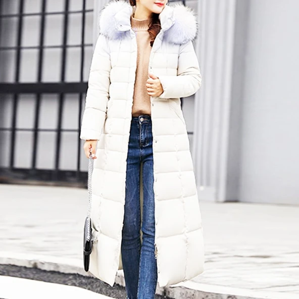 Toridas Günlük Kışlık Tam Boy Şişme Kadın Mont bt180beyaz ürün görseli