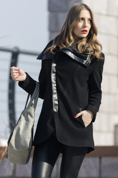 Günlük Kışlık Kaşmir Yaka Kadın Kaban - Resim 3