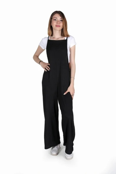 Günlük Askılı Bol Kesim Yazlık Kadın Tulum - Resim 4