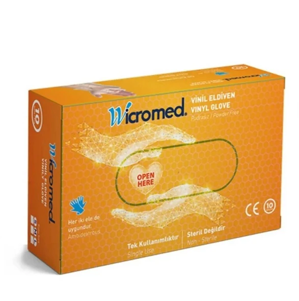 Wicromed Pudrasız Vinil Eldiven Large 10'lu - 1