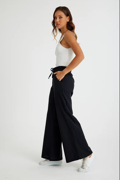 Keten Günlük Pantolon Beli Lastikli Bağcıklı - 3