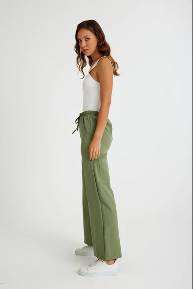 Keten Günlük Pantolon Beli Lastikli Bağcıklı - 5