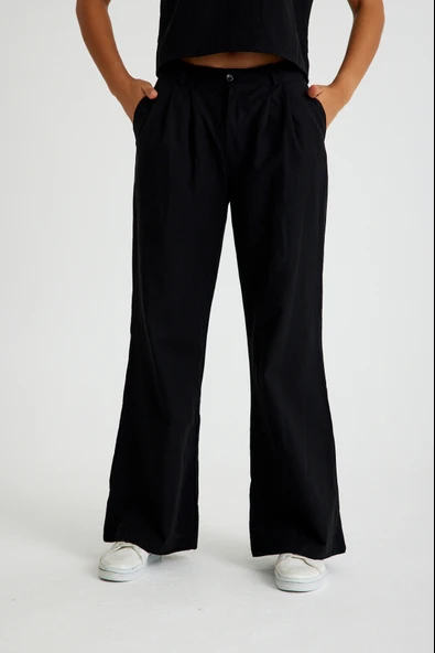 Keten Günlük Rahat  Kolsuz  Alt Üst Kadın Takım - Resim 6