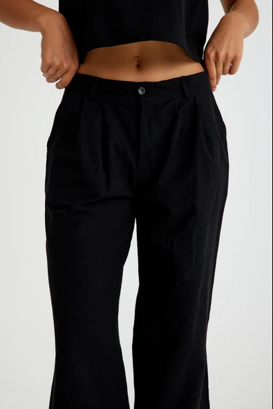 Keten Günlük Rahat  Kolsuz  Alt Üst Kadın Takım - Resim 6