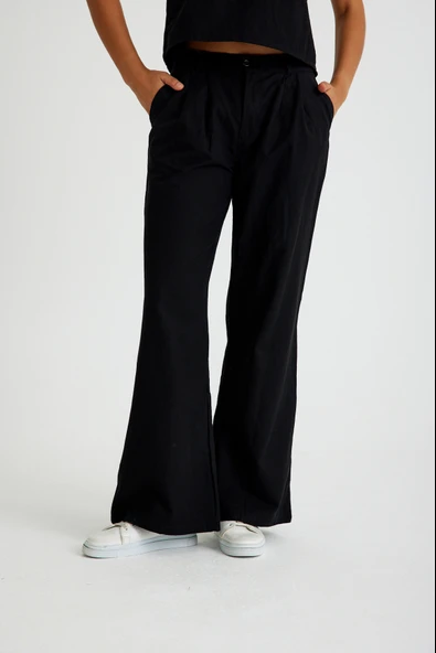 Keten Günlük Rahat  Kolsuz  Alt Üst Kadın Takım - Resim 5