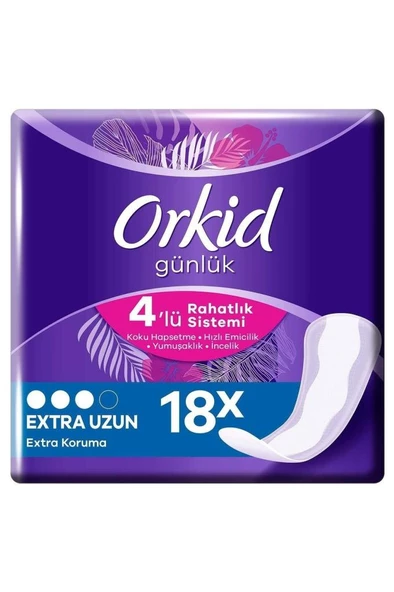 Orkid Extra Koruma Extra Uzun Günlük Ped 18 Adet