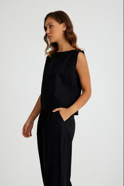 Keten Günlük Rahat  Kolsuz  Alt Üst Kadın Takım - Resim 2