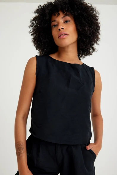 Keten Günlük Rahat  Kolsuz  Alt Üst Kadın Takım - Resim 7