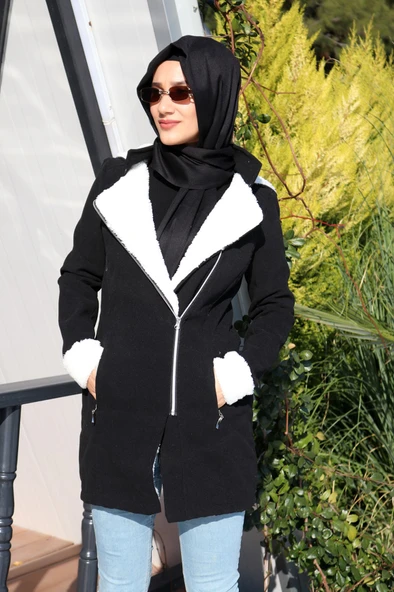 Kışlık Günlük Kaşe Kadın Tesettür Kaban ürün görseli 1