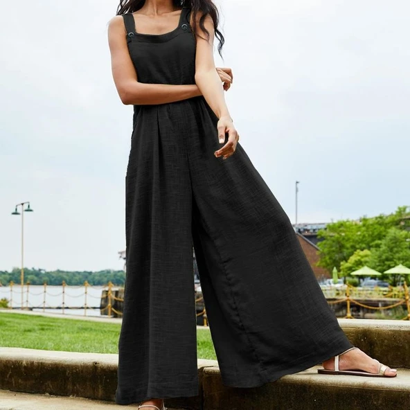 Keten Yazlık Günlük Salaş Kadın Tulum ürün görseli 1