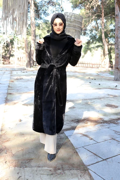 Kışlık Kürk Kadın Ceket Tam Tesettür Boy ürün görseli 1