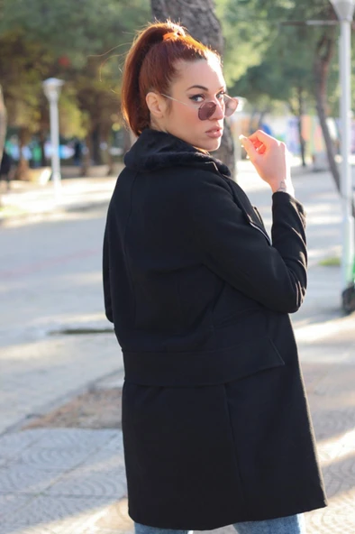 Kışlık Kürklü Kaşe Kadın Kaban - Resim 3