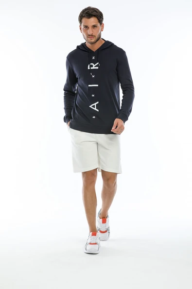 Süperlife Erkek Kapşonlu Regular  Air Baskılı İnce Sweatshirt SPR22SW104 - 2