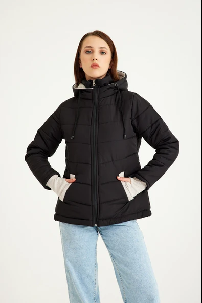 Günlük Su Geçirmez Kışlık Şişme Kadın Mont - Resim 5