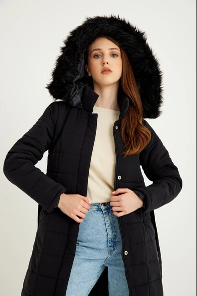 Günlük Kışlık Tam Boy Şişme Kadın Mont - Resim 4