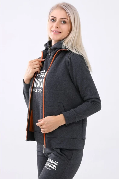 Günlük Kışlık Şık ve Rahat Üçlü Kadın Eşofman Takımı - Resim 2