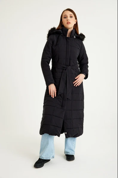 Günlük Kışlık Tam Boy Şişme Kadın Mont - Resim 5