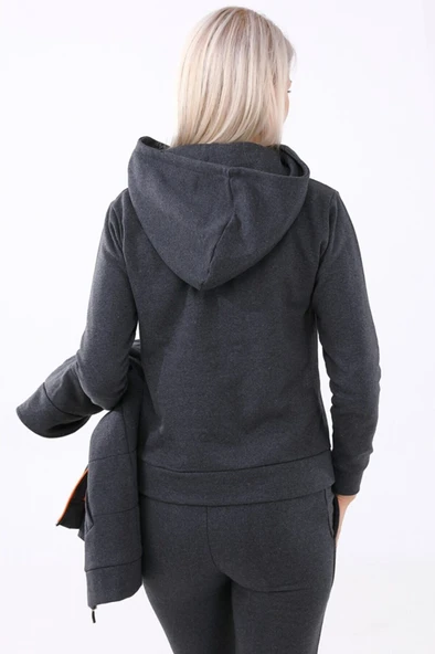 Günlük Kışlık Şık ve Rahat Üçlü Kadın Eşofman Takımı - Resim 5