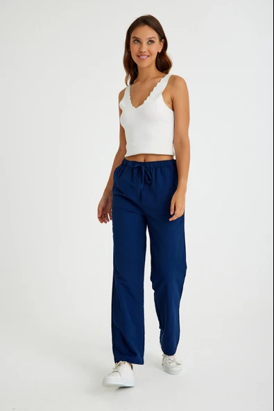 Keten Günlük Pantolon Beli Bağcıklı - Resim 4