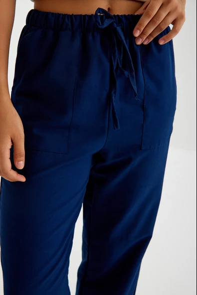 Keten Günlük Pantolon Beli Bağcıklı - Resim 8