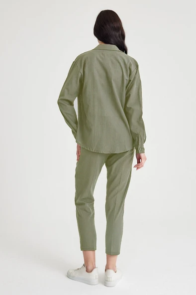 Keten Günlük İkili Takım Elbise Pantolon Gömlek - Resim 2