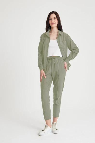 Keten Günlük İkili Takım Elbise Pantolon Gömlek - Resim 4