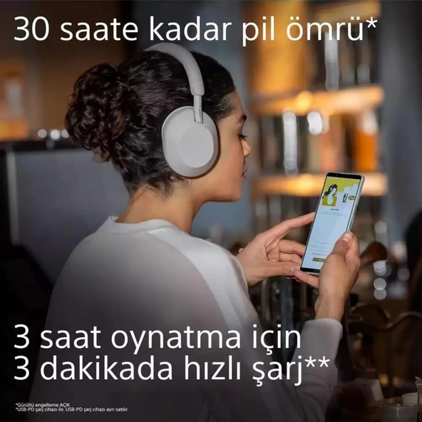 Sony WH-1000XM5 Kulak Üstü Bluetooth Kulaklık Beyaz - 7