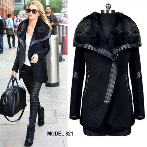 Günlük Kışlık Kaşmir Yaka Kadın Kaban ürün görseli 1