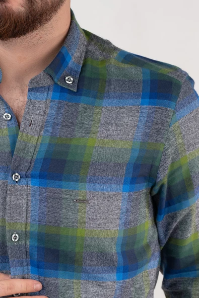 DORSS SLİMFİT EKOSE ERKEK GÖMLEK - Resim 5