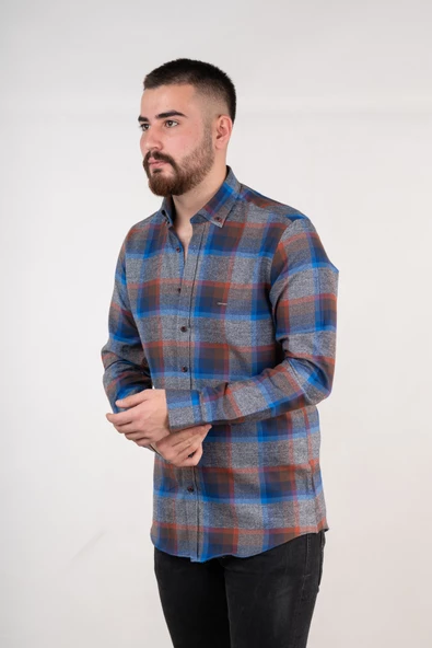 DORSS SLİMFİT EKOSE ERKEK GÖMLEK - Resim 7