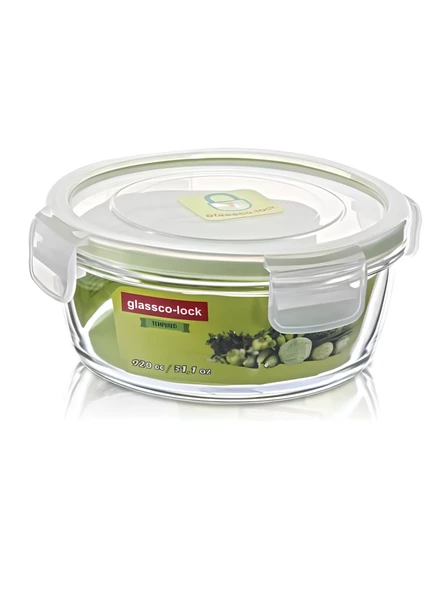 lock Temperli Cam Kilitli Cam Saklama Kabı Yuvarlak 920 Cc