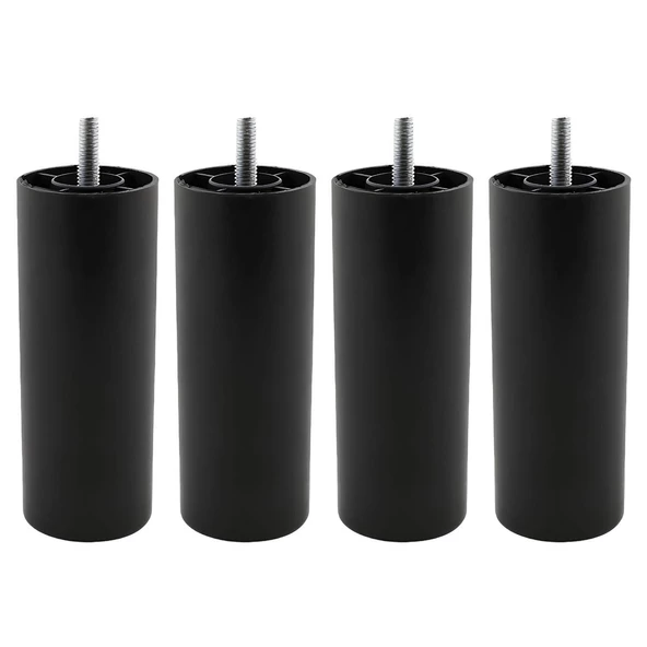 Mobilya Kanepe Koltuk Baza Yükseltme M8 Civatalı İnce Diş Destek Ayağı Ayakları Siyah 14 cm 4 Adet - Resim 6