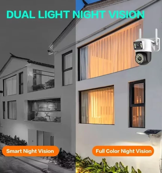 WiFi Güvenlik Kamerası Çift 1080P  Çift Kamera Ev Güvenlik Algılama Alarmı WiFi İki Yönlü İnterkom - 3