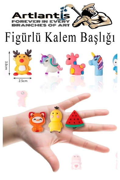 Kalem Başlığı Figürlü 30 Adet Kalem Süsü Erkekler İçin Değişik Karkatür Hayvan Silikon Kalem Başlığı Sevimli Kalem Başlıkları - Resim 4