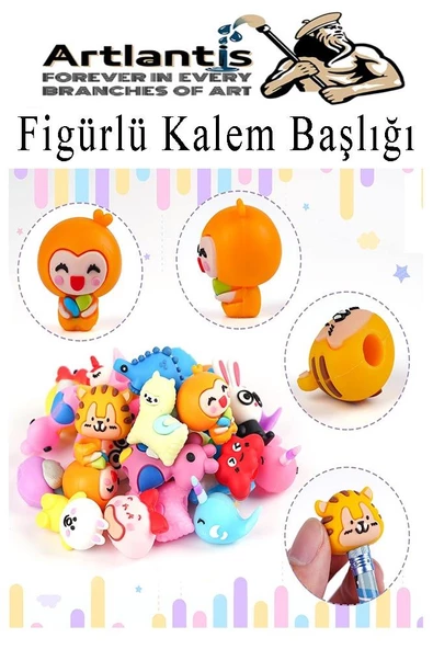 Kalem Başlığı Figürlü 30 Adet Kalem Süsü Erkekler İçin Değişik Karkatür Hayvan Silikon Kalem Başlığı Sevimli Kalem Başlıkları - Resim 3