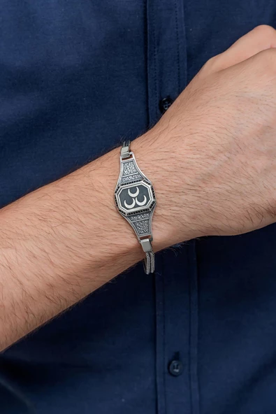 3 Hilal 925 Gümüş Erkek Bileklik Künye - 2