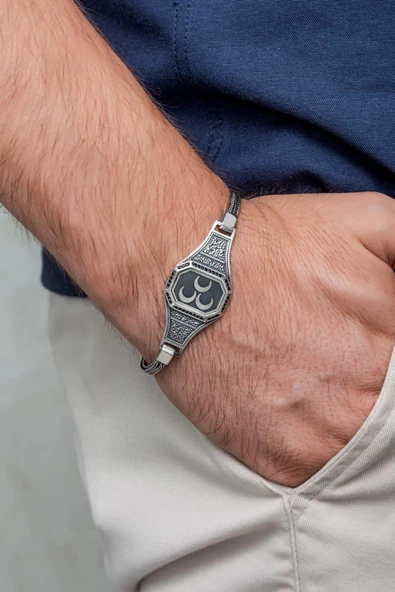 3 Hilal 925 Gümüş Erkek Bileklik Künye - 5