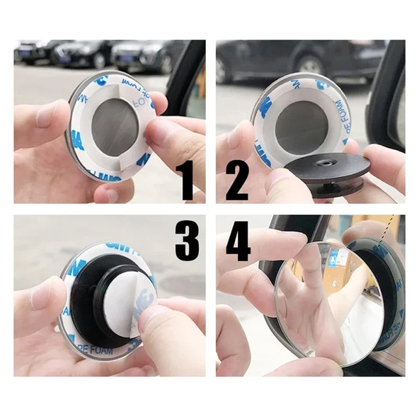 Sunup SN-14760 Universal Kör Nokta Aynası Motosiklet - Araba 360 Derece Açılı 3M Yapışkanlı ( 2'Li Paket) - 3