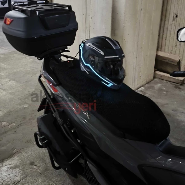 Motosiklet Kask Ledi Buz Mavi - 3 Farklı Mod - Motosiklet Renkli İkaz Ledi - 4