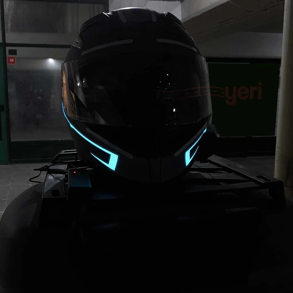 Motosiklet Kask Ledi Buz Mavi - 3 Farklı Mod - Motosiklet Renkli İkaz Ledi - 3