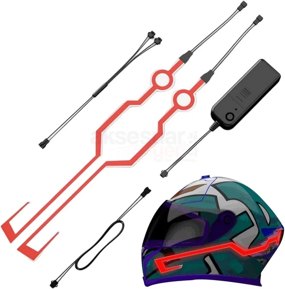 Motosiklet Kask Ledi Kırmızı - 3 Farklı Mod - Motosiklet Renkli İkaz Ledi - 3
