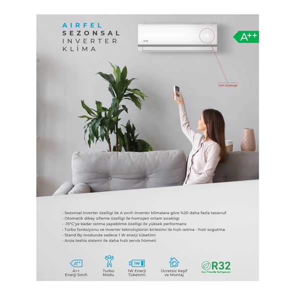 Airfel LTXM25N 9000 Btu R32 Gaz A++ Enerji Inverter Klima - 4