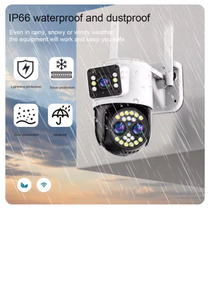 Çift Lens WiFi Kamera PTZ AI İnsan Algılama Monitörü Açık Renk Gece Görüşü  Gözetim Kameraları 4MP - 3