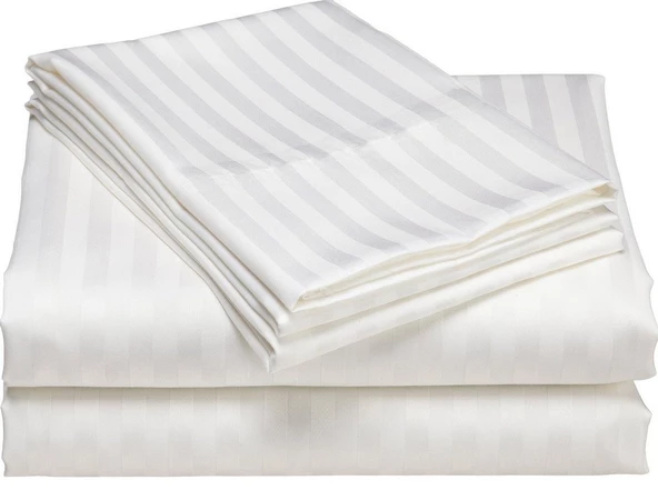 Çizgili Saten Yatak Çarşafı Lastikli 100x200 Yastık Kılıfı 50x70 Fitted Tek Kişilik Çarşaf Seti - 6