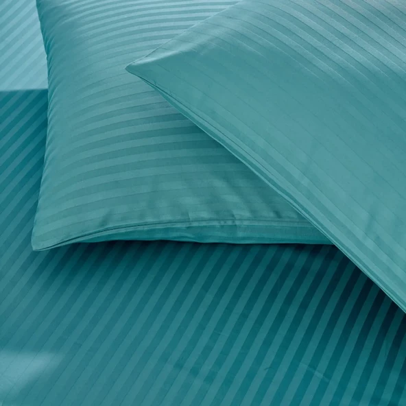 Çizgili Saten Yatak Çarşafı Lastikli 100x200 Yastık Kılıfı 50x70 Fitted Tek Kişilik Çarşaf Seti Petr ürün görseli 1